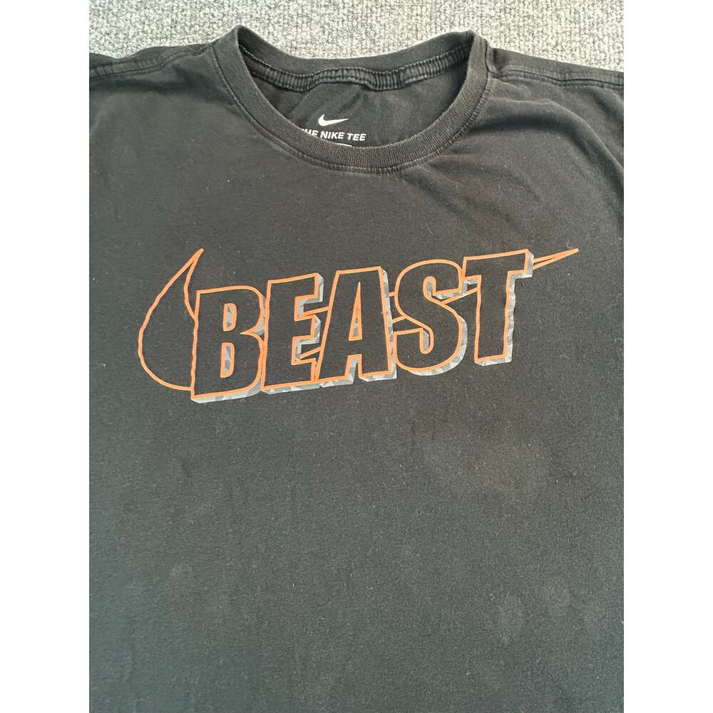 Nike Dri Fit Beast Graphic T Shirt Mens Large Black Orange Athletic Training Tee - Picture 3 of 8